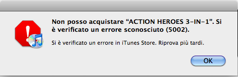 Il problema è un generico “Errore sconosciuto (5002)“, per cui al momento risulta impossibile usare l'AppStore.