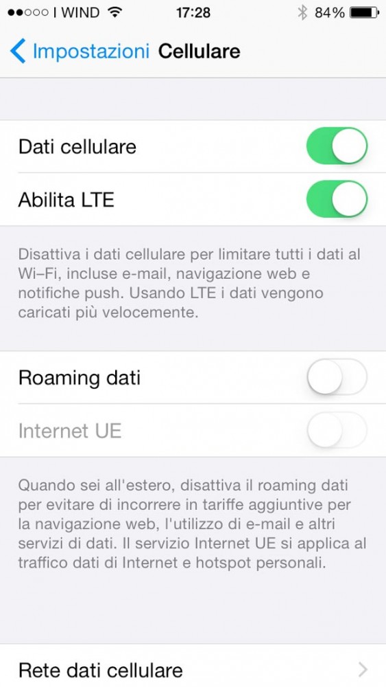 Configurare Hotspot personale Wind su iPhone