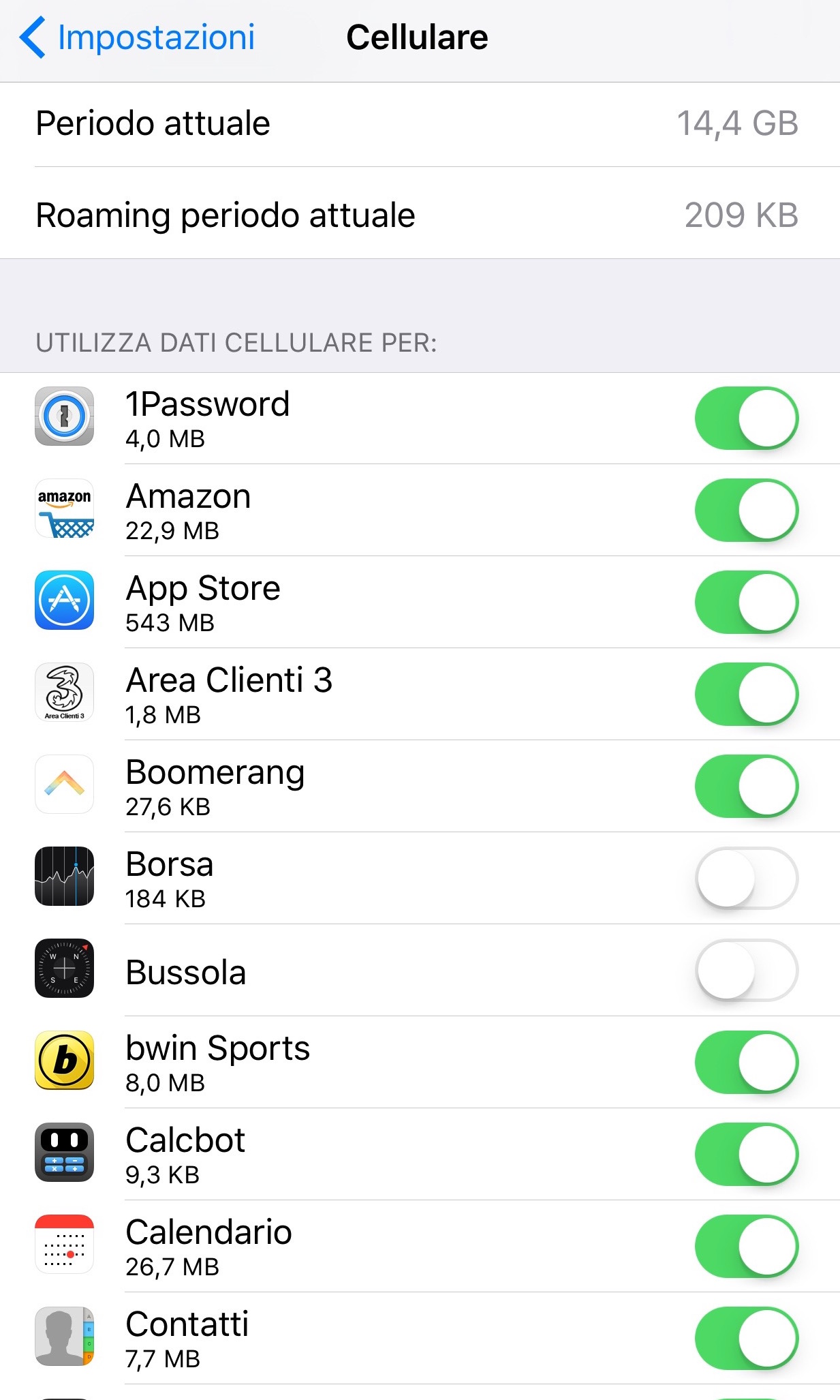 Disattivare Dati cellulare con Uso in aereo