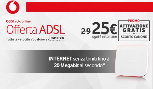 Vodafone adsl, solo per oggi sconto per sempre con attivazione ... Linea adsl offerte