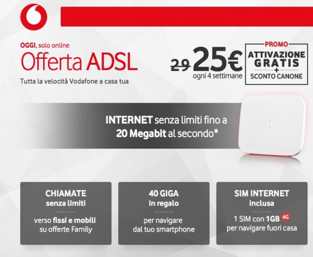 Odafone adsl, solo per oggi sconto per sempre e attivazione gratis ... Linea adsl offerte
