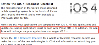 AppStore non supporta più le applicazioni per firmware 2.x