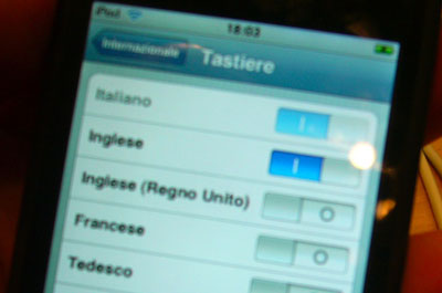 Ecco l’interfaccia italiana di iPod touch e iPhone