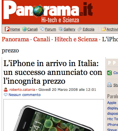 iPhoneItalia citato sul blog di Panorama!