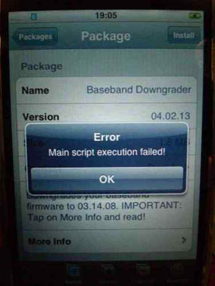 “Error package downloaded failed” e “Main script execution failed”