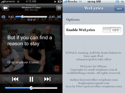 Karaoke per l’iPhone con WeLyrics