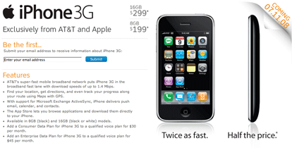 iphone 3g at&t 599 USD no contract