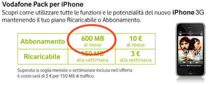 Per Vodafone 600 MB di dati sono sufficienti