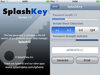 SplashKey, generatore di password completo