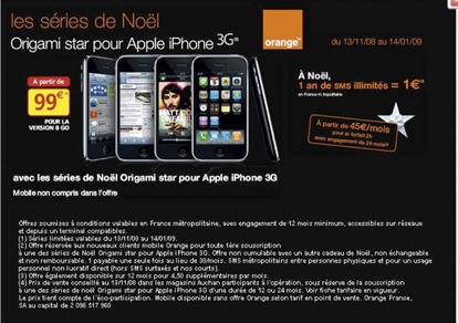 Con Orange France iPhone 3g a 99 euro