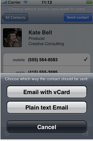 FreeContact: inviare i propri contatti tramite email