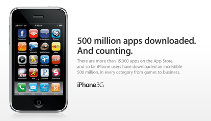 500 milioni di applicazioni scaricate su AppStore!