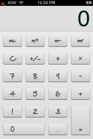Una calcolatrice bianca su iPhone