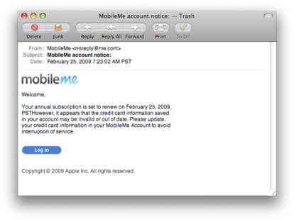 MobileMe: attenzione alle e-mail fasulle!