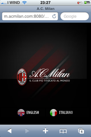 Il sito del Milan ottimizzato per iPhone