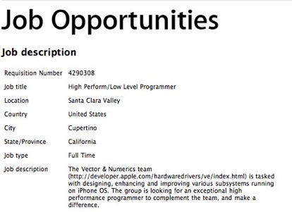 Apple: un annuncio di lavoro rivela processori ARM NEON sul prossimo iPhone?