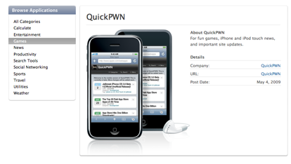 La WebApp di QuickPwn sul sito Apple