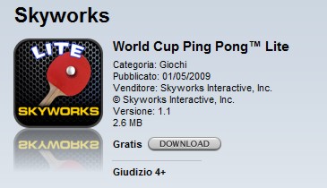 World Cup Ping Pong Lite: il Ping Pong sull’iPhone