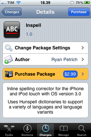 Inspell disponibile su Cydia Store