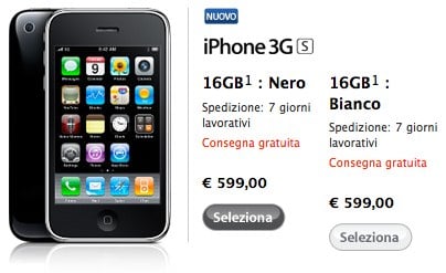 Apple Store: aumentano i tempi di consegna per l’iPhone 3G S 16Gb