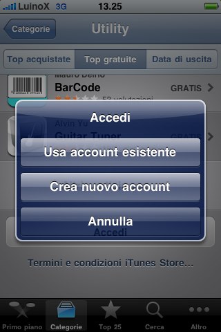 Firmware 3.0 e la creazione di un nuovo account iTunes