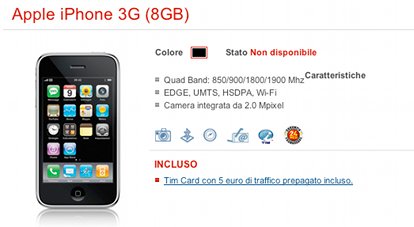 iPhone 3G da 8GB non più disponibile sul sito TIM