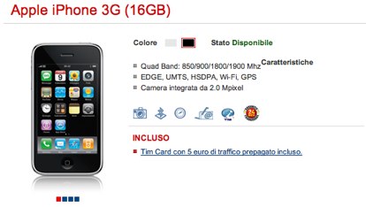 iPhone 3G 16 Gb di nuovo disponibli sul sito TIM