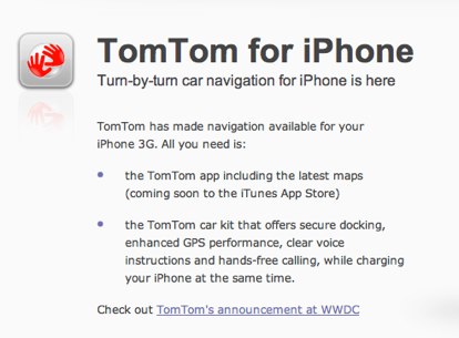 Il sito ufficiale di TomTom per iPhone