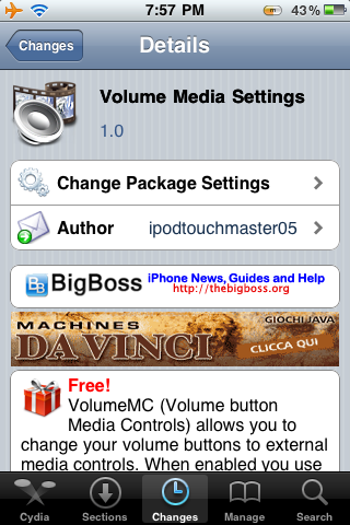 Volume Media Settings: controllo iPod mediante i tasti del volume [Cydia]