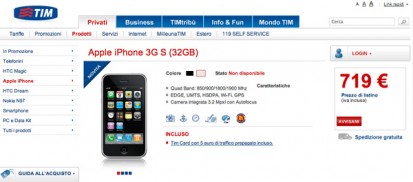 Tim: terminate le scorte di iPhone 3GS per l’acquisto online