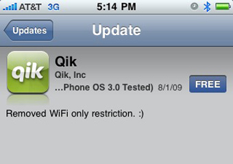 Qik: nuovo aggiornamento con upload video via 3G
