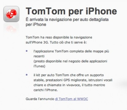 TomTom pubblica la pagina in italiano dedicata all’applicazione per iPhone