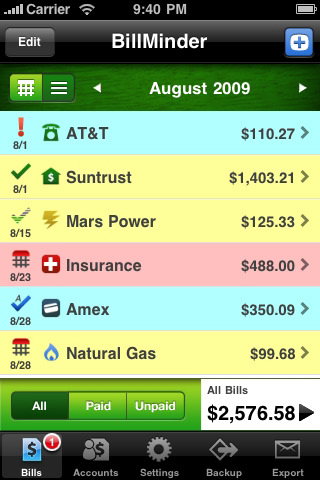 BillMinder (Push): per non dimenticare di pagare le bollette