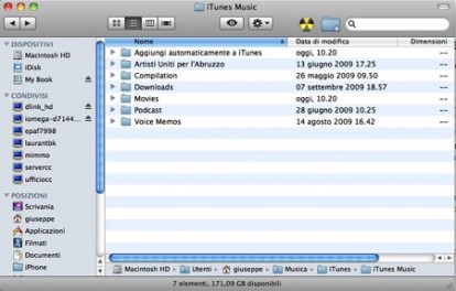 Cartella “Aggiungi automaticamente a iTunes” in iTunes 9