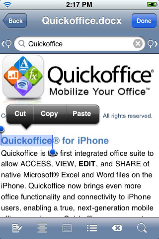 QuickOffice 1.5.0 su AppStore, ora completamente in italiano!