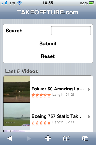 TakeOff Tube: il sito con moltissimi video di aviazione, ottimizzato per iPhone