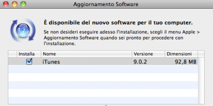 Disponibile iTunes 9.0.2