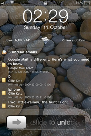 LockMail (Cydia): visualizza le mail ricevute sulla lockscreen