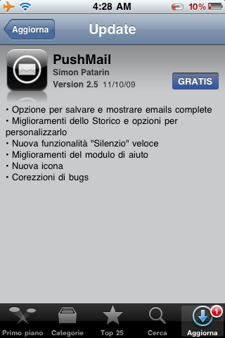 PushMail: aggiornamento 2.5