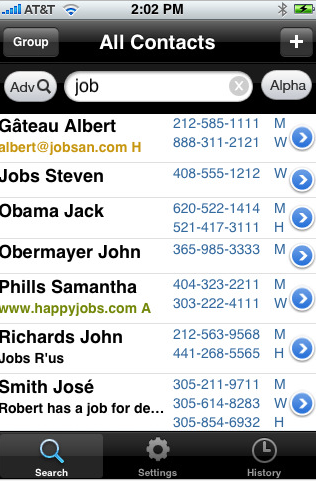 iPhind: ricerche avanzate nella rubrica dell’iPhone