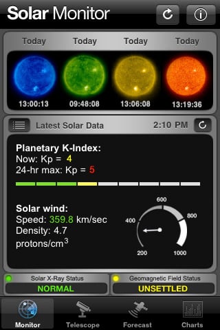 Solar Monitor: i dati geofisici del sole in tempo reale sul tuo iPhone