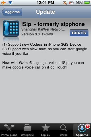 iSip: aggiornamento 3.3 con supporto a Google Voice + offerta