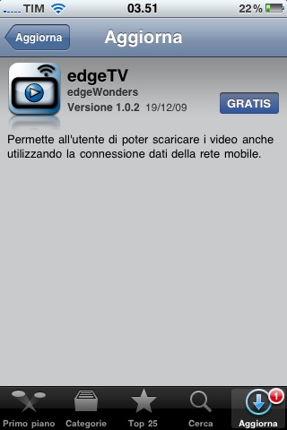 edgeTV ora registra le trasmissioni televisive anche in 3G!