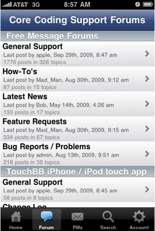 TouchBB: i forum phpBB e vBulletin su iPhone