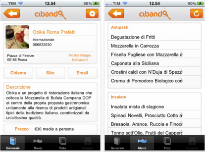 Cibando: trova i ristoranti italiani su iPhone