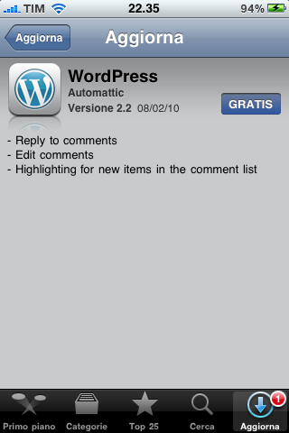 WordPress 2.2 disponibile su AppStore