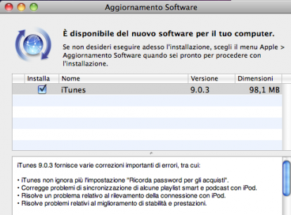 iTunes 9.0.3 disponibile per il download