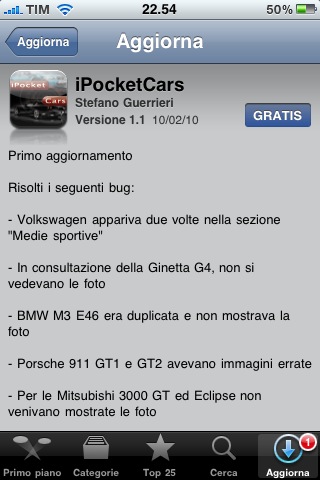 Primo update per iPocketCars