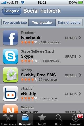 Skebby terza app nella classifica Top gratuite dedicata al Social Network