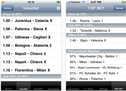 Valuebet: aggiunte Liga, Premier League e Bundesliga, perchè le scommesse le “studi” su iPhone!